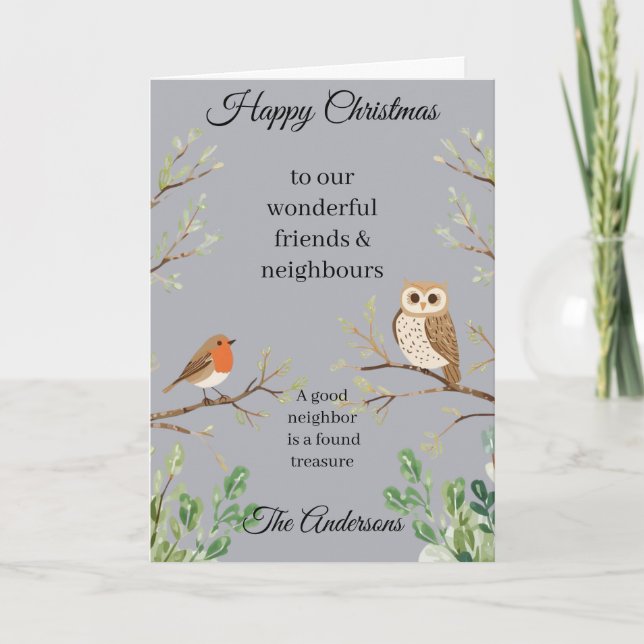Happy Christmas Card Neighbors and Friends Kort (Framsida)