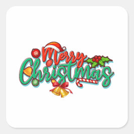 happy christmas day fyrkantigt klistermärke