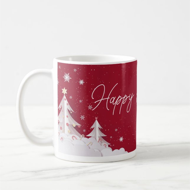 Happy Christmas – Festive Holiday Ruby Red Mug Kaffemugg (Vänster)