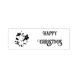 Happy Christmas Floral Rubber Stamp Självfärgande Stämpel