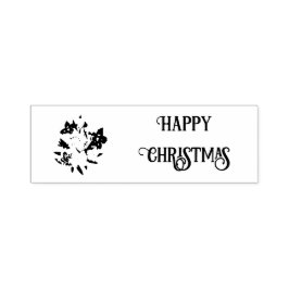 Happy Christmas Floral Rubber Stamp Självfärgande Stämpel
