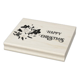 Happy Christmas Floral Rubber Stamp Stämpel