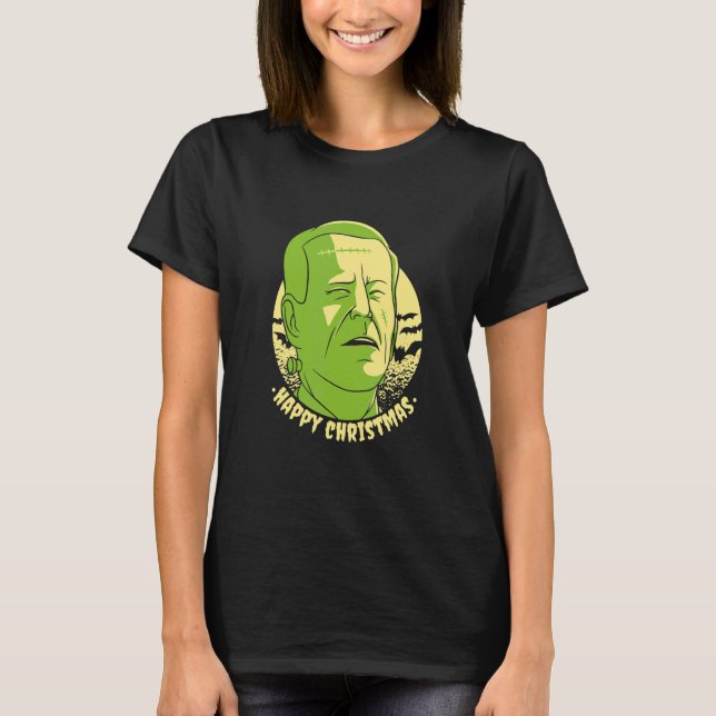Happy Christmas Frankenstein T Shirt (Framsida)