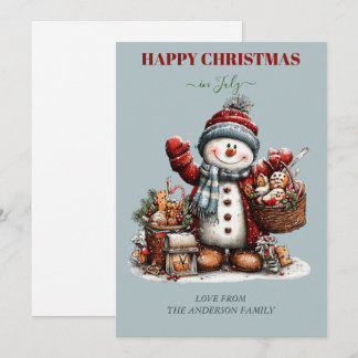 Happy Christmas in July Snowman Greeting Card Julkort