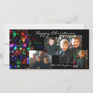 Happy Christmas Photo Card - Black Background Julkort