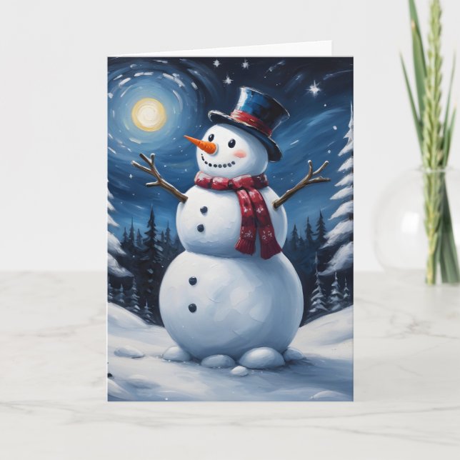 Happy christmas snowman kort (Framsida)