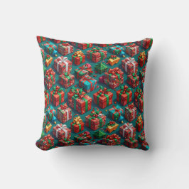 Happy Christmas wrapped gifts 10 - Throw Pillow Kudde