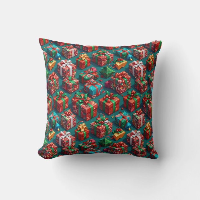 Happy Christmas wrapped gifts 10 - Throw Pillow Kudde (Framsida)