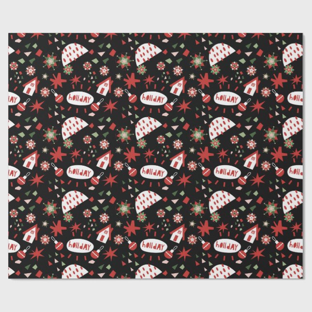 Happy Christmas X-mas Gift wrap Presentpapper (Platt)