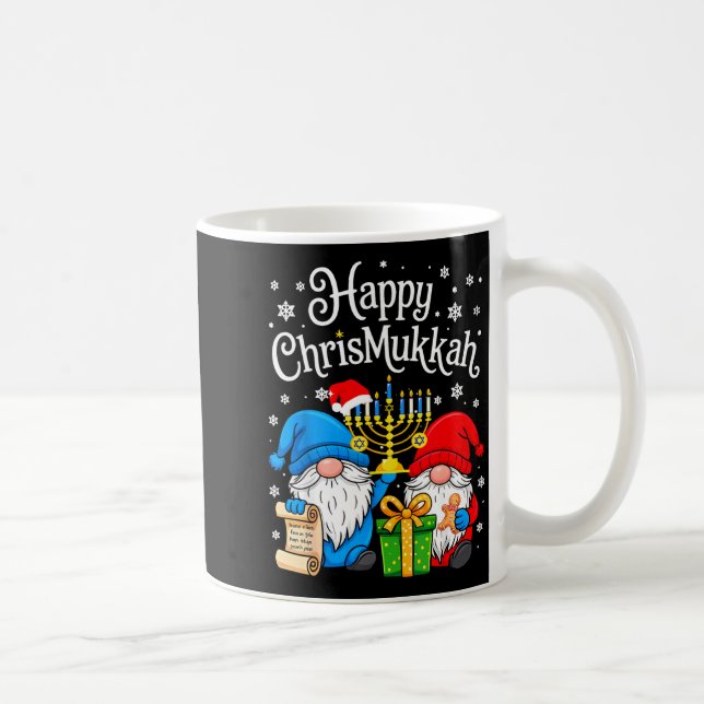 Happy Christmukkah Hanukkah Christmas Gnome Xmas F Kaffemugg (Höger)