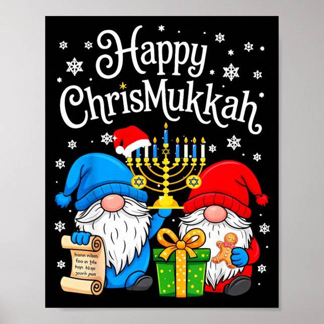 Happy Christmukkah Hanukkah Christmas Gnome Xmas F Poster (Framsidan)