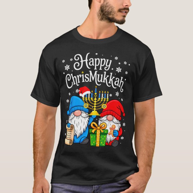 Happy Christmukkah Hanukkah Christmas Gnome Xmas F T Shirt (Framsida)