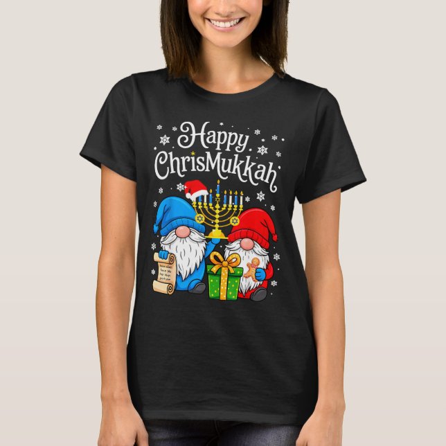 Happy Christmukkah Hanukkah Christmas Gnome Xmas F T Shirt (Framsida)