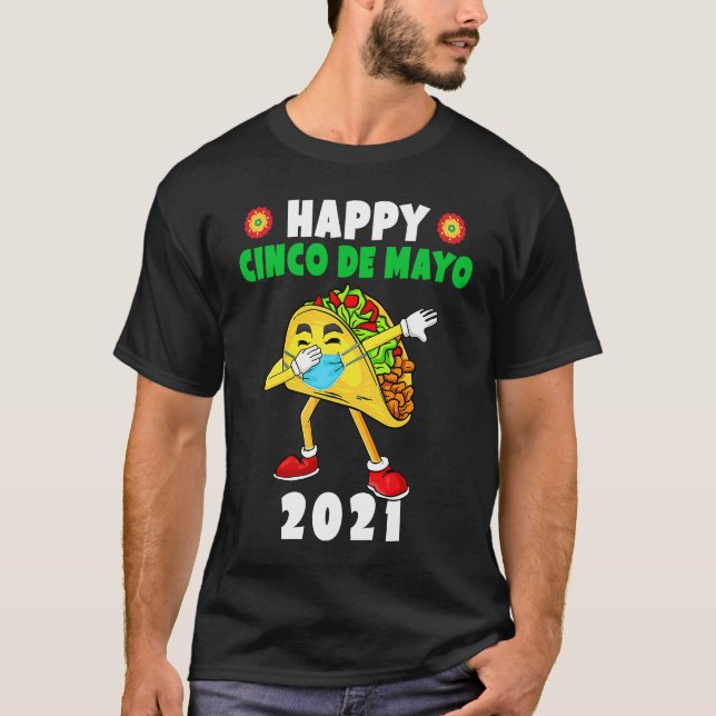 Happy Cinco De Mayo 2021 Cute Taco Wearing Mask T Shirt (Framsida)