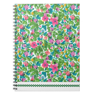 Happy colorful summer pattern botanical artwork anteckningsbok