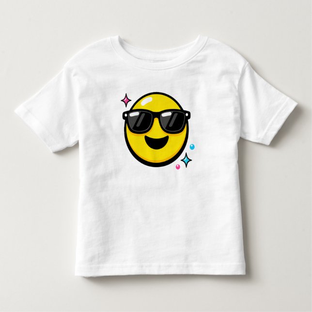 Happy Cool Smiley Face Y2K Toddler T-Shirt (Framsida)