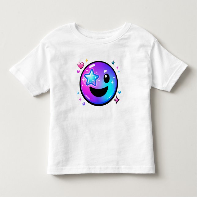 Happy Cool Smiley Face Y2K Toddler T-Shirt (Framsida)