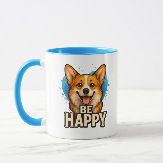  Happy Corgi Cute Dog Lover Design for Positive Mugg (Vänster)