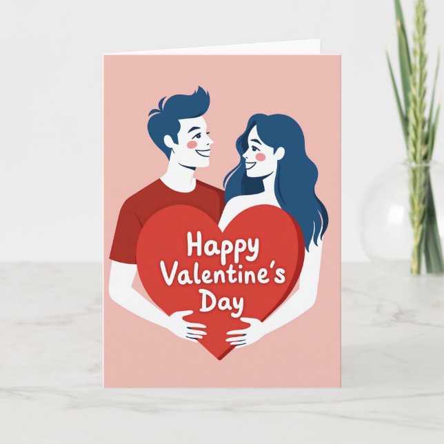 Happy Couple Valentines Day Card Kort (Framsida)