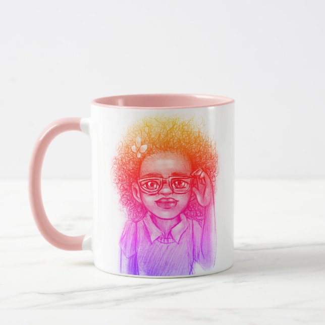 Happy Curls Girl Coffee Mugg (Vänster)