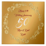 Happy Customize Gold 50th Anniversary Kakelplatta<br><div class="desc">Happy Customize Gold 50th Anniversary ceramic tile - Customized And Personalized Product - (Type BOKI412 in the site search (browser) to see the offer of all my creations. Thanks. ) - See my other products and collections, choose a gift for you and your dear ones. Thanks for buying in my...</div>