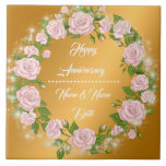 Happy Customize Gold Rose Anniversary Kakelplatta<br><div class="desc">Happy Customize Gold Rose Anniversary ceramic tile - Customized And Personalized Product - (Type BOKI412 in the site search (browser) to see the offer of all my creations. Thanks. ) - See my other products and collections, choose a gift for you and your dear ones. Thanks for buying in my...</div>