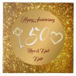 Happy Customize Love Gold 50th Anniversary  Kakelplatta<br><div class="desc">Happy Customize Love Gold 50th Anniversary ceramic tile - Customized And Personalized Product - (Type BOKI412 in the site search (browser) to see the offer of all my creations. Thanks. ) - See my other products and collections, choose a gift for you and your dear ones. Thanks for buying in...</div>