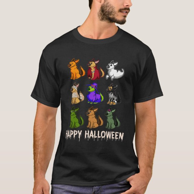 Happy Cute German Shepherd Dog Witch Mummy Hallowe T Shirt (Framsida)