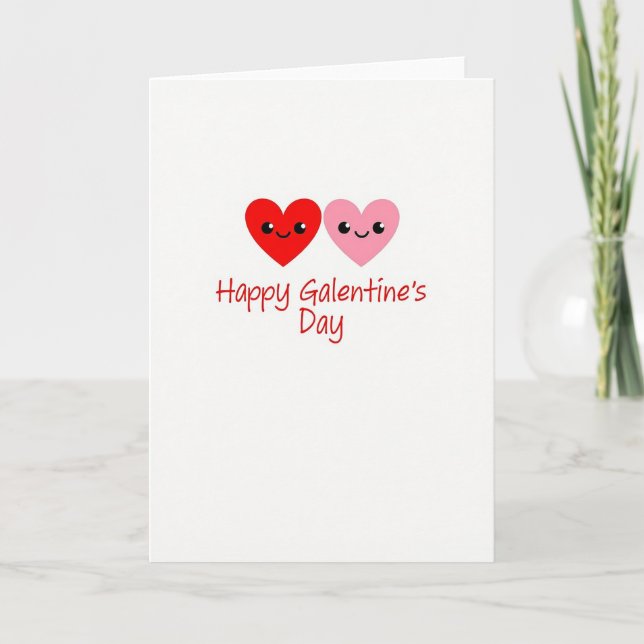 Happy Cute Hearts Galentines Day Card Kort (Framsida)