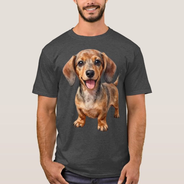 Happy Dachshund Puppy T Shirt (Framsida)