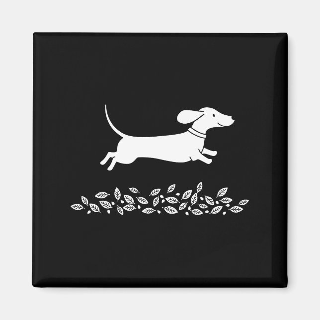 Happy Dachshund With Autumn Leaves For Pet Lovers  Magnet (Framsidan)