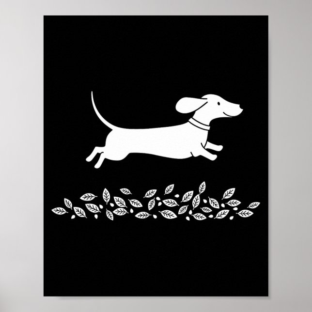Happy Dachshund With Autumn Leaves For Pet Lovers  Poster (Framsidan)
