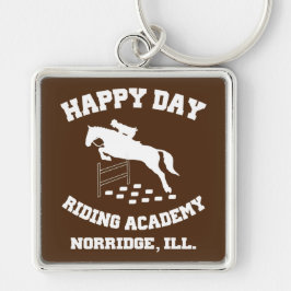 Happy Day Stables, Rideakademi, Norridge, IL Fyrkantig Silverfärgad Nyckelring