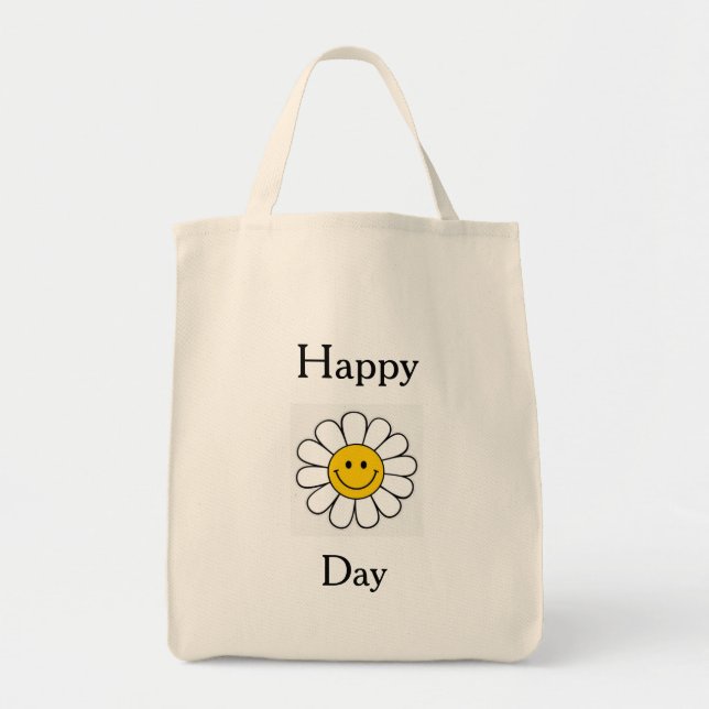 Happy Day Tiny Tote Bag Tygkasse (Framsidan)