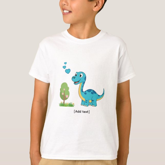 Happy Dino Nature Scene - Personalized Kids Birthd T Shirt (Framsida)