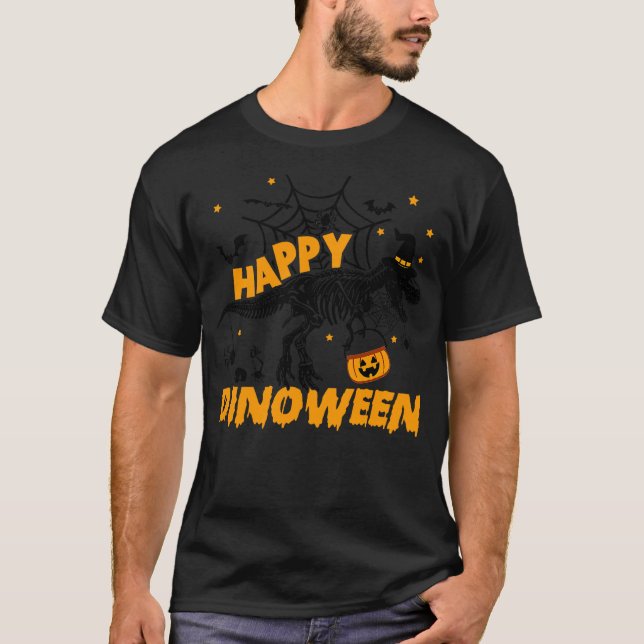Happy Dinoween Funny Dinosaur Skeleton Halloween K T Shirt (Framsida)