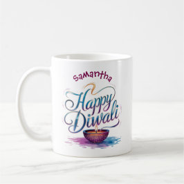 Happy Diwali customisable white Kaffemugg