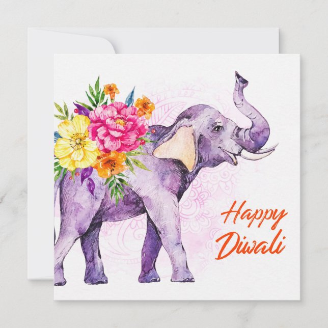 Happy Diwali (Elephant with Colorful Flowers) (Framsida)