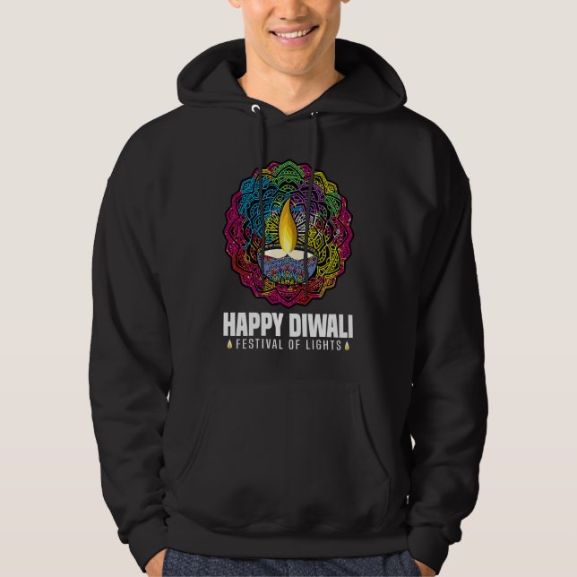 Happy Diwali Festival Of Lights Hindu Celebration Hoodie (Framsida)