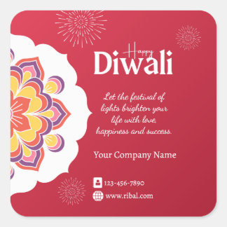 Happy Diwali Round Custom Sticker Fyrkantigt Klistermärke