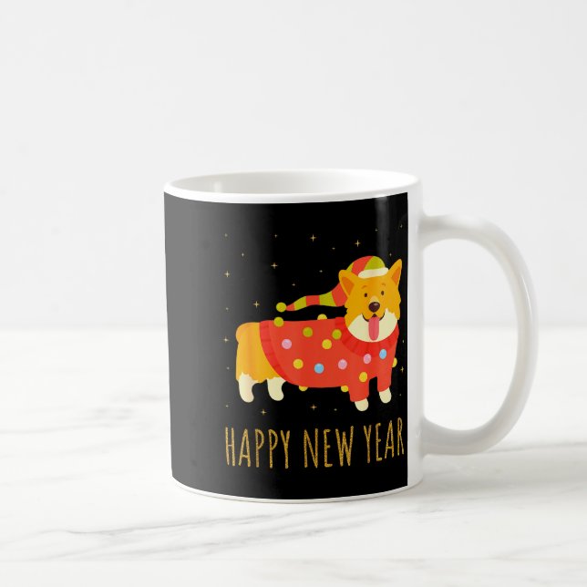 Happy Dog Corgi Celebrating New Year Cozy Christma Kaffemugg (Höger)
