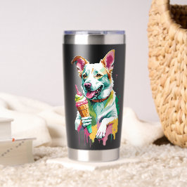 Happy Dog eating an ice-cream