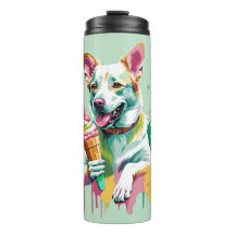 Happy Dog eating an ice-cream