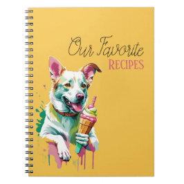 Happy Dog eating an ice-cream Anteckningsbok