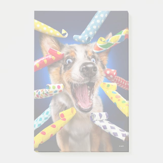 Happy Dog Party Blowers Post-it Block (Framsida)