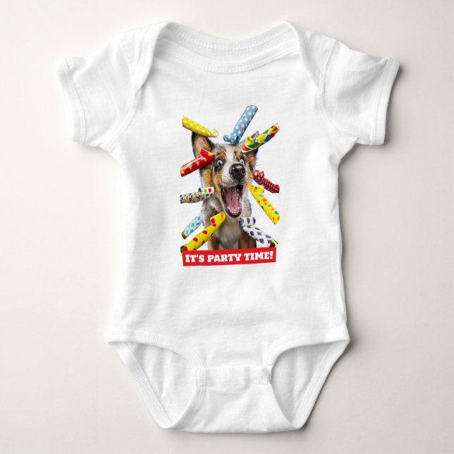 Happy Dog Party Blowers T Shirt (Framsida)