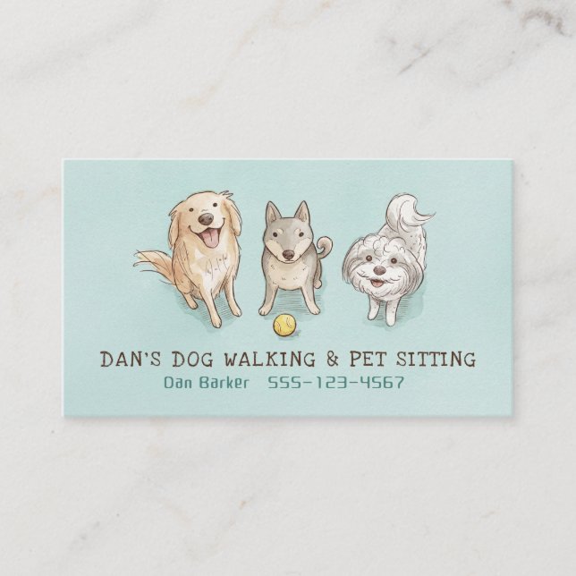 Happy Dogs Pet Sitter Dog Walker Cute Drawings Visitkort (Framsida)
