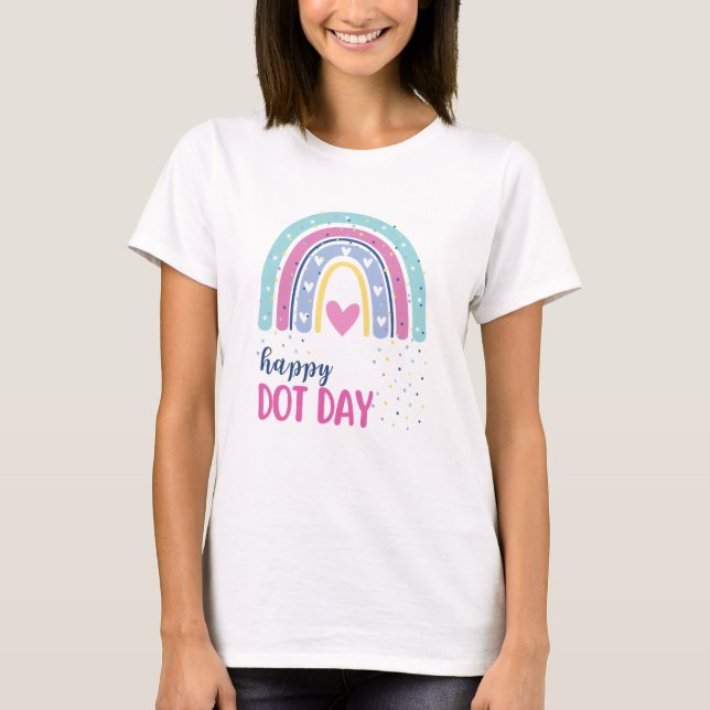 Happy Dot Day - Boho Rainbow and dots T Shirt (Framsida)
