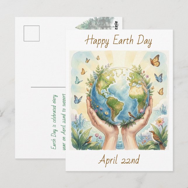 Happy Earth Day April 22nd   Vykort (Fram/baksida)