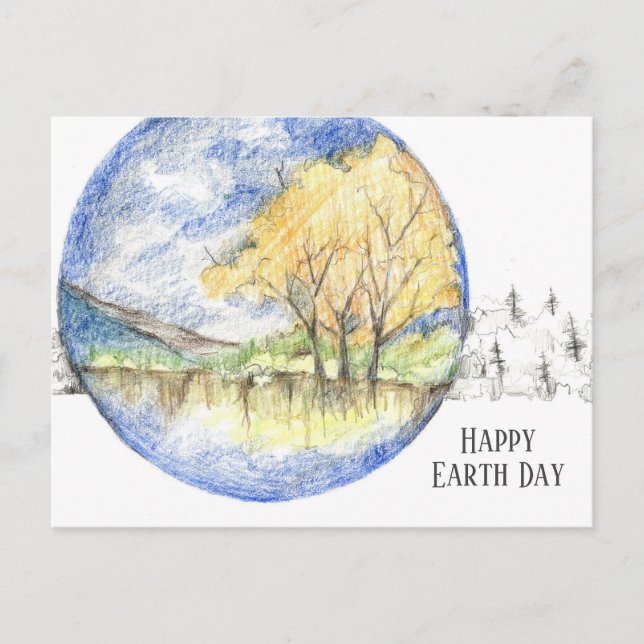 Happy Earth Day Honey Locust Trees Landscape Helg Vykort (Framsida)